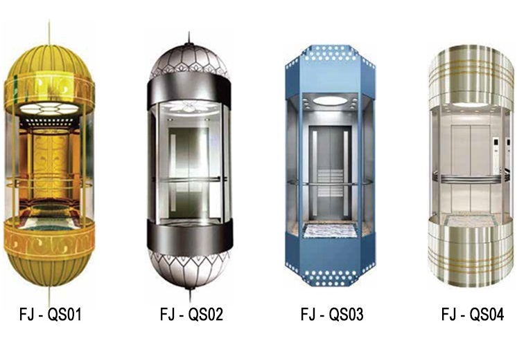 Thang máy quan sát có 4 vách cabin bằng lồng kính cường lực Tải trọng 600kg, 800kg, 1000kg, 1350kg