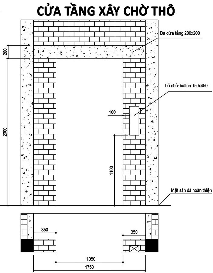 Bản vẽ tham khảo về Cửa tầng xây chờ thô