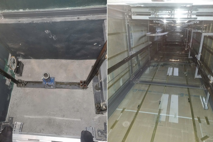 Hệ khung cột, thanh ngang hố thang máy bằng thép gấp