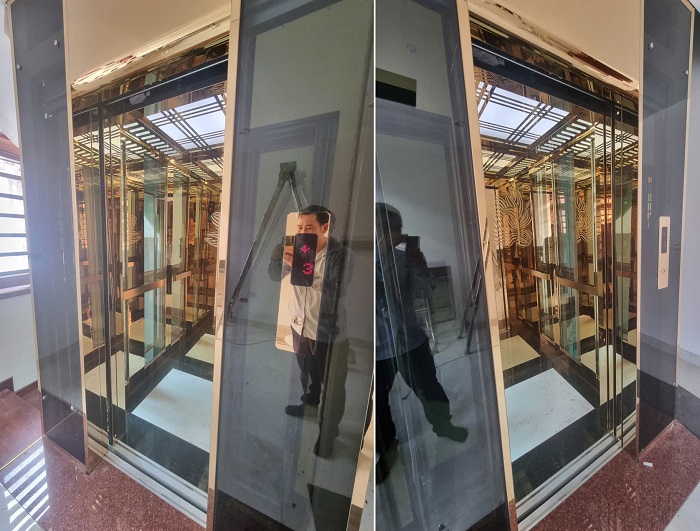 Thang máy Homelift KT cabin 1200 x 1000 mm (Rộng x Sâu) tay vịn dẹt