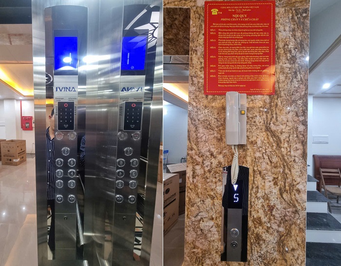 Bảng gọi cabin, tầng (Button) inox sọc nhuyễn xen inox trắng gương